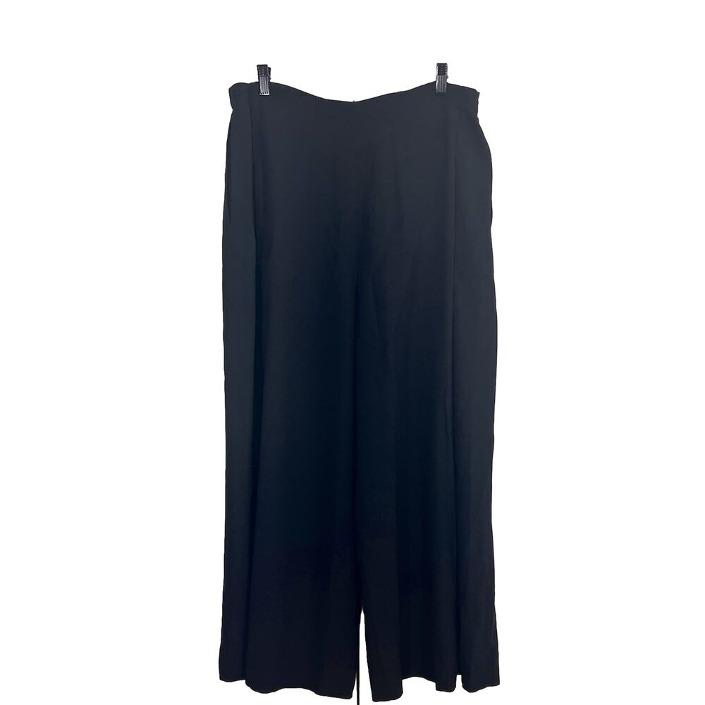 Eskandar Pants Trousers Women’s 2 Silk Black Wide Leg Pleated Pull On‎ Flowy